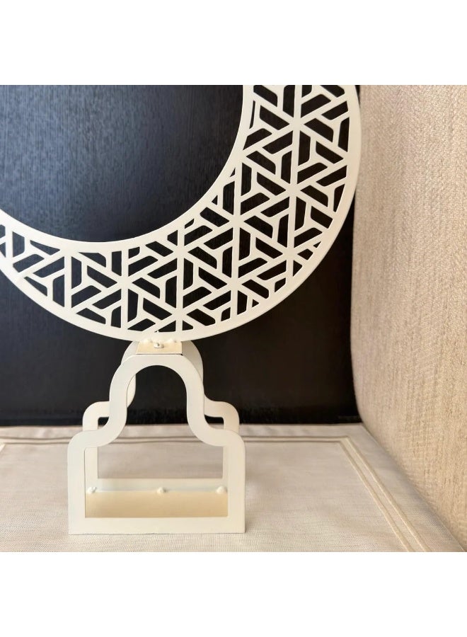 Mado Gallery  Crescent Moon Metal Islamic Decor – Ivory Elegant Ramadan & Eid Mubarak Table Decoration for Home, Office, Mosque & Majlis - Image 3